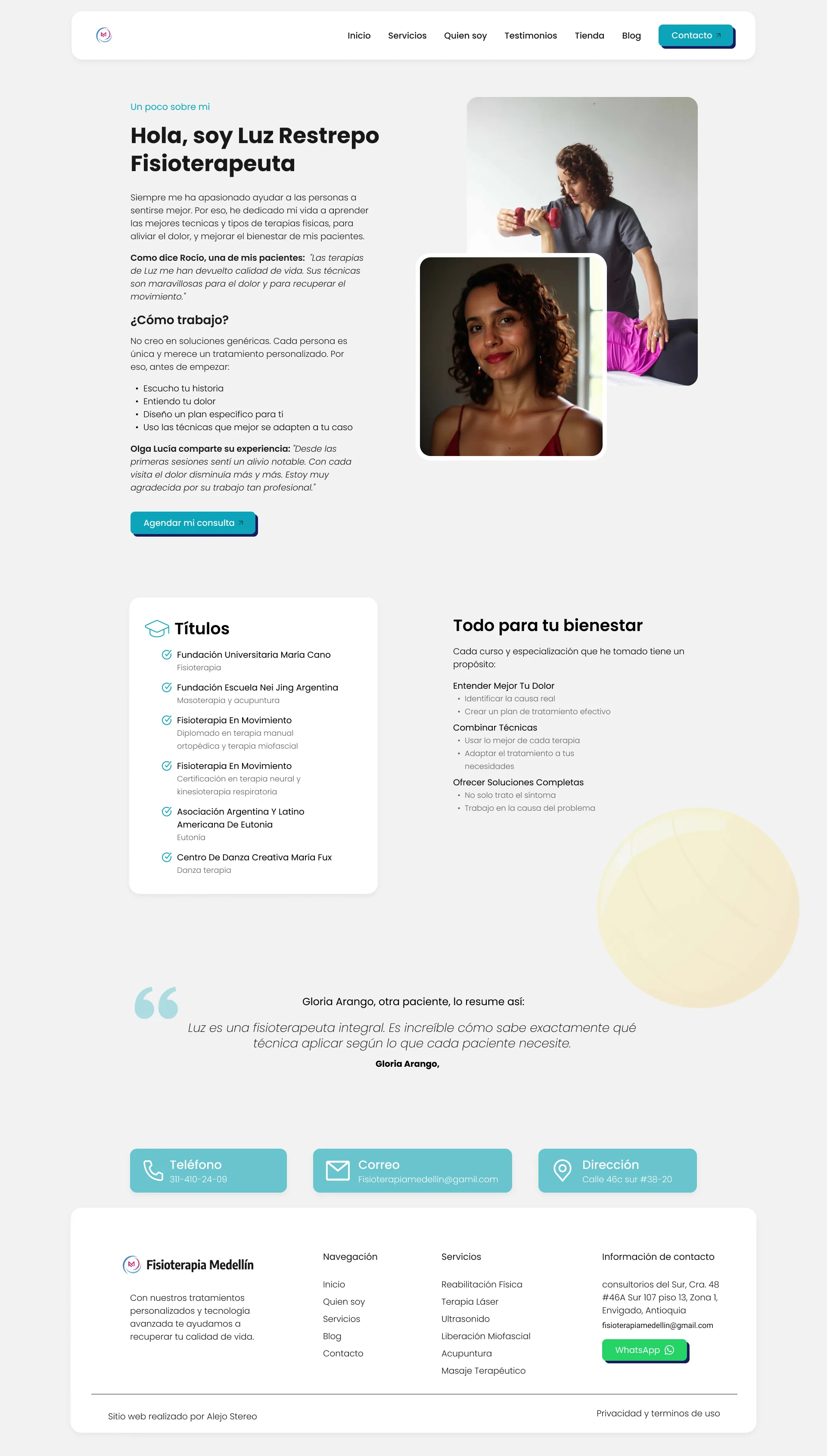 foto de la página de inicio de Fisioterapia Medellín